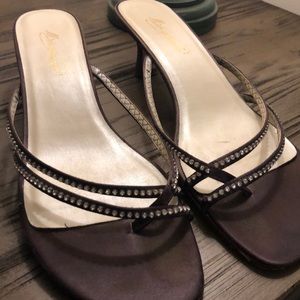 Brown Kitten Heel Sandal, Size 11